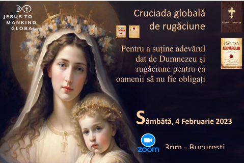 Sesiune Globală de  Rugăciune – Isus către Omenire, 4 februarie 2023, Ora 3pm București